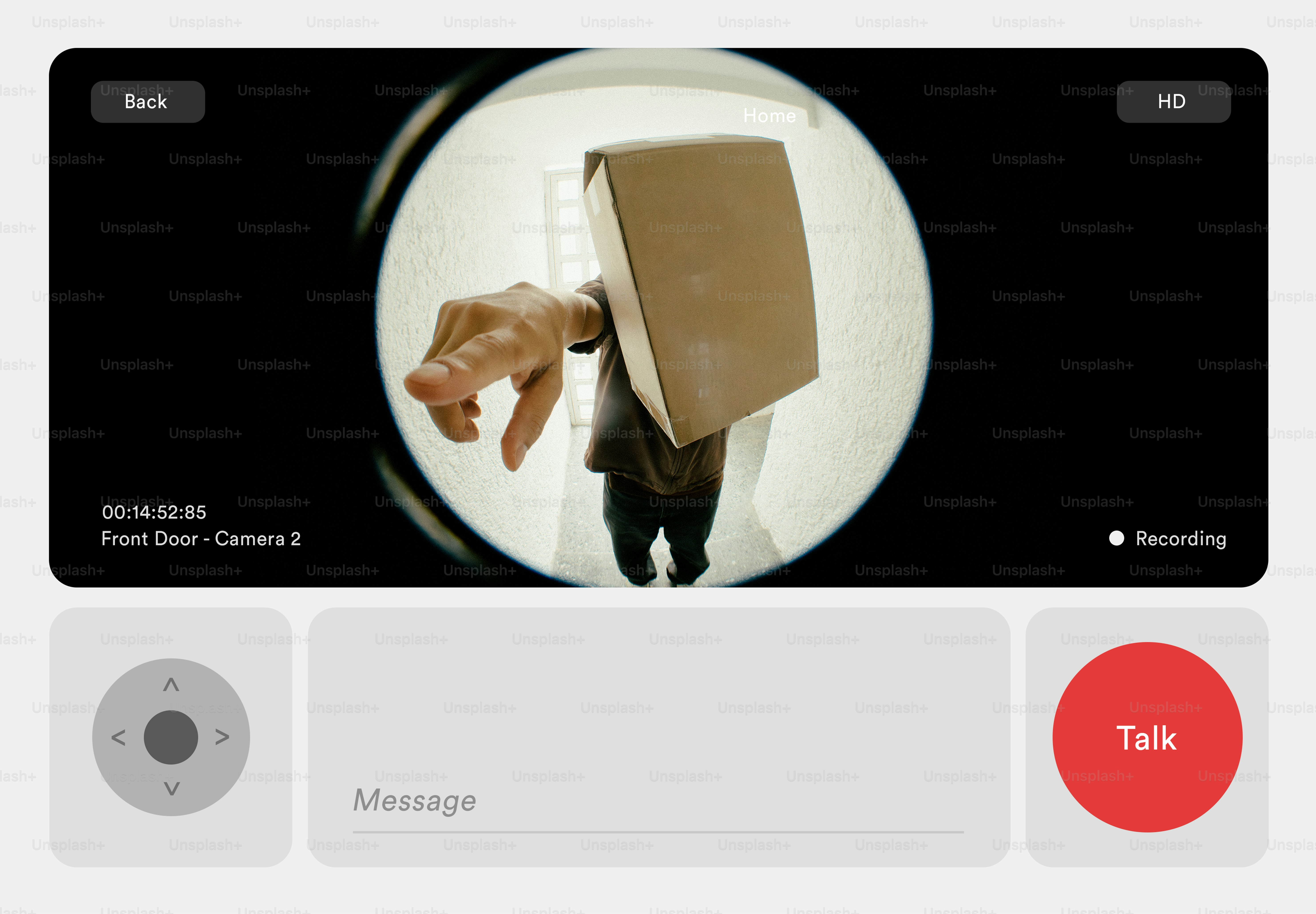 Person with cardboard box over head reaches out